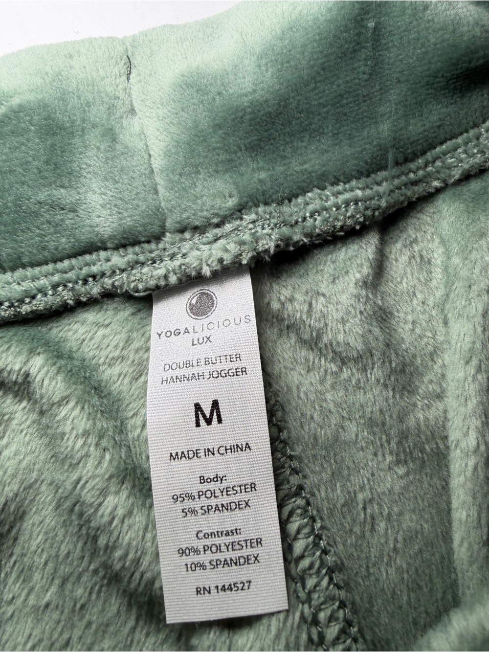 Yogalicious Lux Double Butter Hannah Velvet Velour Joggers in Sage Green Medium - Picture 5 of 9